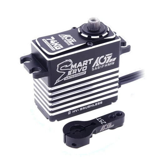 AGFRC Metal-Gear Waterproof-Servo-Motor High-Torque - 74KG Programmable Brushless Digital RC Steering Smart Servo, Control Angle 180°(SA81FHMW)