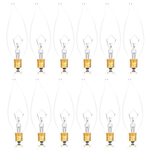 Potanro E12 Incandescent Light Bulbs 40Watt Warm White 2700K, 300 Lumens Candelabra Light Bulbs Decorative Dimmable Chandelier Light Bulbs for Ceiling Fan, Pendants (40W-12Pack)