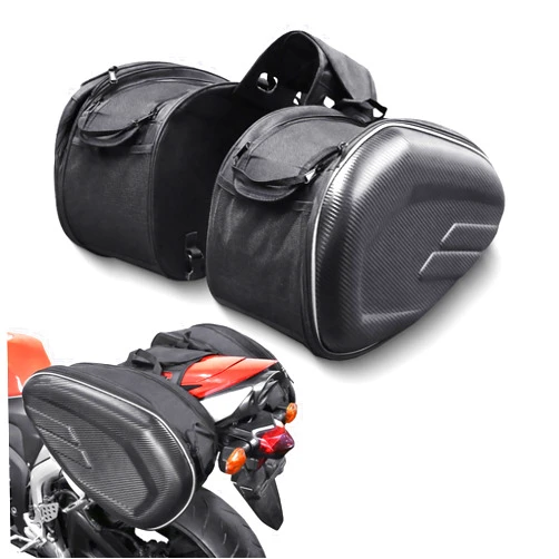 MZS Motorcycle Saddle Bags, 47L Extendable Large Capacity Saddlebags Helmet Bag Travel Luggage Storage with Waterproof Rain Cover - Motorbike Side Bag Accessories