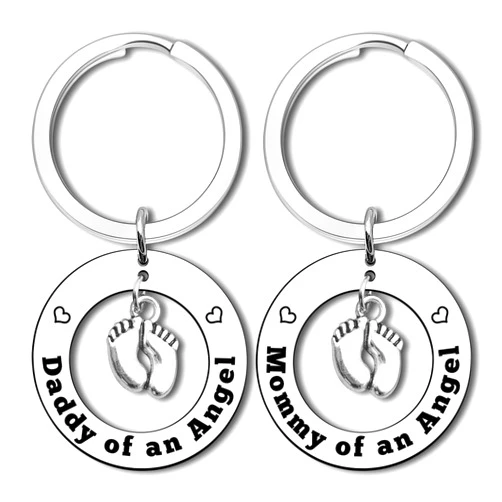 Dabihu Baby Memorial Jewelry Keychain Gift Loss Memorial Gifts Mommy Daddy of an Angel Keychain Set Miscarriage Keepsake Baby Memorial Jewelry Gift for Infant Loss Sympathy Gift Remembrance Grieving Gifts