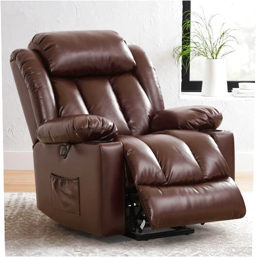 PARKOL Power Lift Recliner Chair for Elderly Breathable Leather Recliner Chair with Massage and Heat for People Limited Mobility,2 Cup Holders,Electric Stand Assist,USB Ports,Gifts for Family (Brown)
