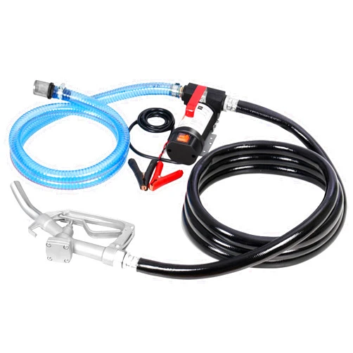 Rengue 12V Fuel Pump, 12 GPM Self-priming Fuel Transfer Pump Kit, High-Efficiency Diesel Transfer Pump with Filter, Hose and Nozzle for Diesel, Kerosene and Transformer Oil