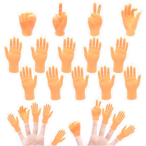 Woozettn 14 Pcs Tiny Finger Hands,Premium Rubber Mini Tiny Finger Hands,Flat Hand Style Mini Hand Finger Puppets for Puppet Show,Gag Performance,Party Favors