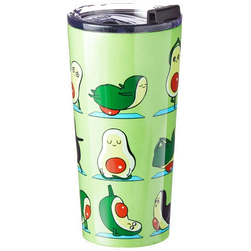 Society6 Stainless Steel 69795-trvlmg Huebucket Avocado Yoga Travel Mug, 20oz, Green, 1 Count (Pack of 1)