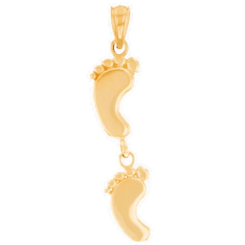 Amoravi 10k Yellow Gold Open Back Two Feet Womens Family Mom Pendant