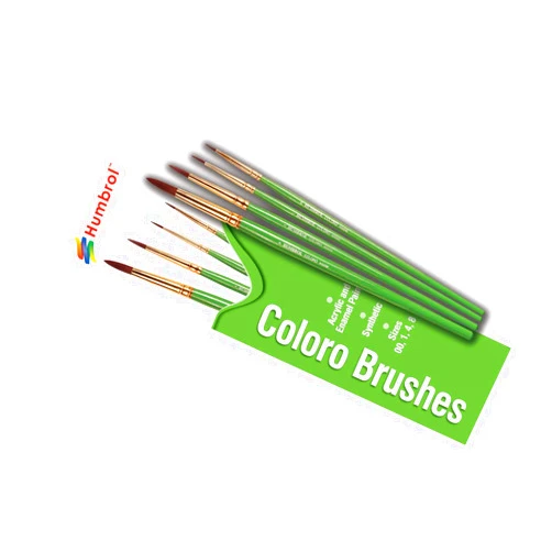 Humbrol AG4050 Coloro Paint Brushes Sizes 00,1,4,8