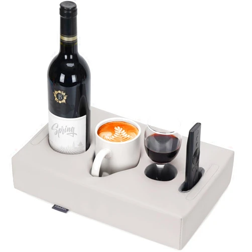 FDMGEL Couch Cup Holder Pillow - Cup Glass Cozy Pillow | Couch Caddy Sofa Bed Buddy Holds Drinks, Snacks, Remotes, Phones, Tablet. Keep Drinks Stand and Prevent Spills.(PU Gray)