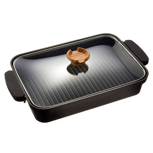 Iris Ohyama SKL-G Frying Pan, Grill Pan, IH, Oven Safe, Grilled Fish, Autumn Sword Fish, Gratin, Skillet Coat, Wide Size, 0.9 gal (2.9 L), 14.6 x 8.8 x 2.4 inches (37.2 x 22.3 x 6 cm)