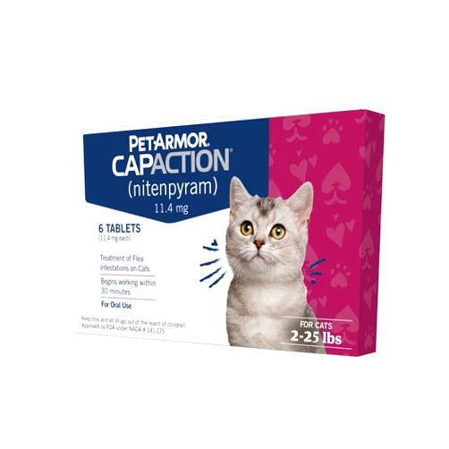 PetArmor CAPACTION (nitenpyram) Oral Flea Treatment for Cats, Fast Acting Tablets Start Killing Fleas in 30 Minutes, Cats 2-25 lbs, 6 Doses