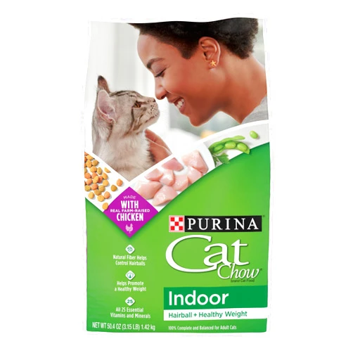 Purina Cat Chow Indoor Dry Cat Food, Hairball + Healthy Weight - (Pack of 4) 3.15 lb. Bags