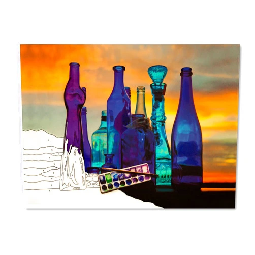 Trademark Fine Art Blue Sunset by Numbers by Roderick Stevens Canvas Art, 35 by 47-Inch