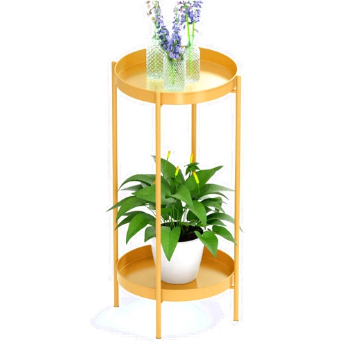 OVICAR Plant Stand Indoor Outdoor - Flower Pot Holder Metal Plant Rack Organizer, 2 Tiers Tall Plant Display Storage Shelf Table For Home Garden Patio Bathroom Office Living Room Balcony Corner (gold)