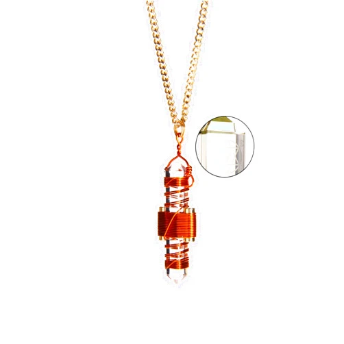 Buddha Maitreya the Christ Etheric Weaver Pendant in Copper Wire - Quartz Crystal Vibrational Healing Tool