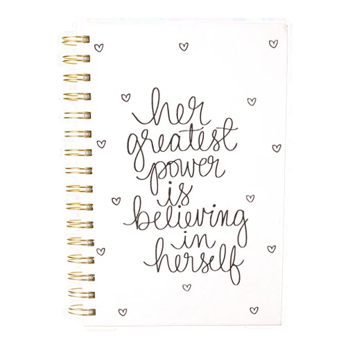 WORLD TRAVELER Dayna Lee Collection 6x8 Elegant Spiral-Bound Hardcover Journal, Portable 6x8” Notebook with 200 Acid-Free Lined Pages – Perfect for Personal Use or Work (Her Greatest Power)