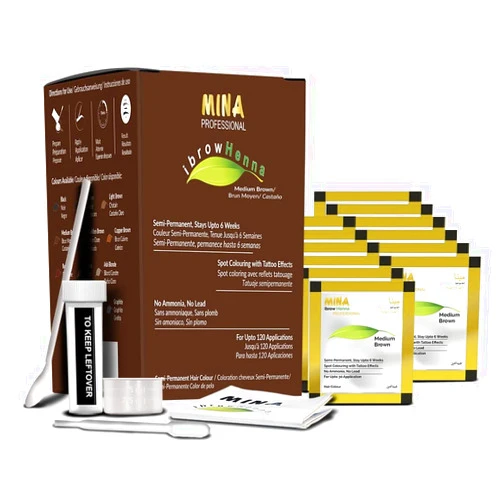 MinaiBrow Mina ibrow Hair Color Refill Pack Medium Brown|Natural Spot coloring and Professional Hair Tinting Powder, Water and Smudge Proof | No Ammonia, No Lead with 100% Gray Converge