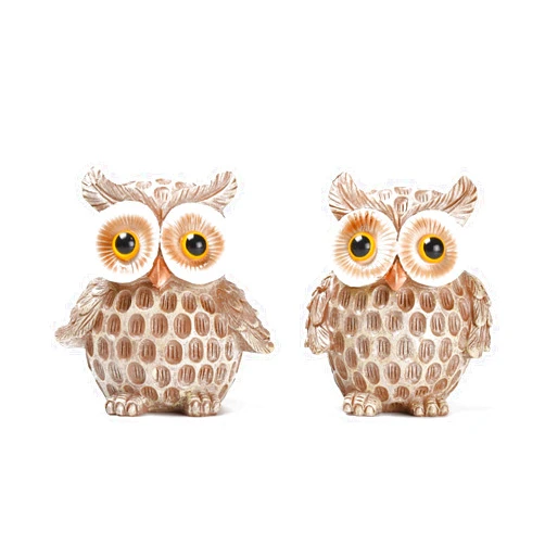 BRABUD Resin Adorable Big Eyes Owl Statue Modern Figurine Decorative for Living Room, Study, Piano Desktop, Shop, Bookshelf, Collectible Gift Set of 2 TQGJBS201