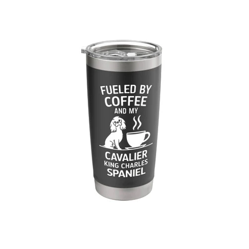 Dog Lover Dog Moms and Dads Perfect Morning Walk Fueled By Coffee And My Cavalier King Charles Spaniel Stainless Steel Insulated Tumbler