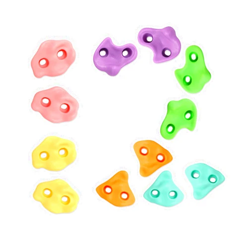 TOPNEW 12PCS Climbing Holds for Kids, Rock Wall Climbing Kit with Hardware for Indoor and Outdoor Climbing Wall, Pastel Color