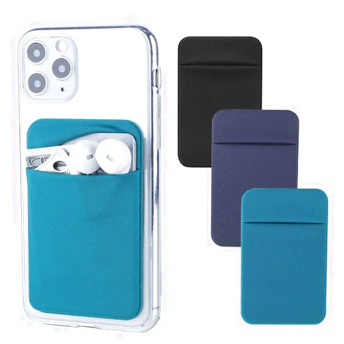 Fulgamo 3Pack Cell Phone Card Holder for Back of Phone,Stretchy Stick on Wallet Pocket Credit Card ID Case Pouch Sleeve Self Adhesive Sticker for iPhone Samsung Galaxy Android-Dark Green&Blue Gray&Black
