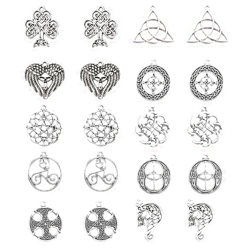 SUNNYCLUE 20Pcs Celtic Knot Charms Pagan Charms Pendants Antique Silver DIY Jewelry Making Bracelets Necklace for Beginners Adults