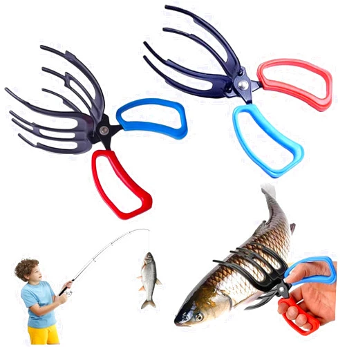 OVICISK 【2PCS】 Metal Fish Gripper, Upgrade Multifunctional 2/3 Claw Fishing Pliers Gripper Catch Fish Control Clamp, Fishing Accessories Fishing Pliers Control Forceps for Most Freshwater Fish(2+3Claw Set)