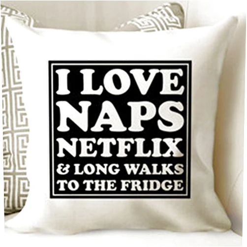 FaceYee I Love Naps Netflix Pillows Cushion covers Pillowcase Throw Pillow cover Room Decor Funny Novelty Gift for Teenager Pillowslip,18inchx18inch Color:1