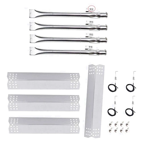 Adviace Grill Repair Kit for Nexgrill 720-0830H, 720-0783E, Kenmore 720-0830A, 122.33492410 Replacement Parts, Stainless Steel Burner Tubes, Heat Plates and Igniter Electrodes for BHG Grill 720-0783H, 4 Pack