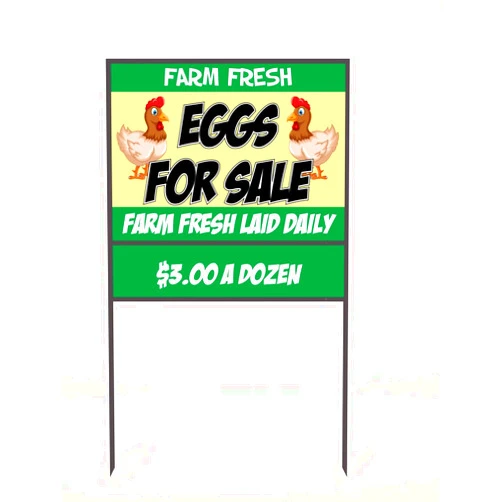 4CInk Metal Frame Farm Fresh Eggs For Sale Yard Sign With Your Custom Message - 18 x 24