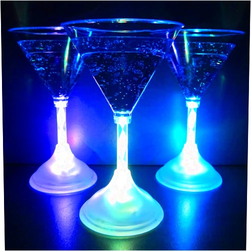 GP GLOWPRODUCTS.COM Light Up Martini Glasses (Set of 6) - 7 oz LED Glowing Martini Glasses with 8 Color Modes