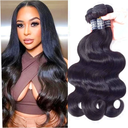 Amella Hair 100% Unprocessed Virgin Brazilian Human Hair Brazilian 22 20 18 inch Body Wave 3 Bundles Hair Extensions Grade 8A Remy Human Hair Bundles Natural Black Color