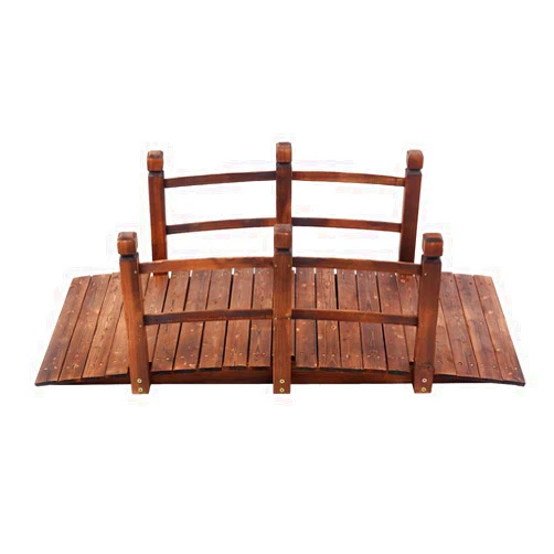 UDeuxff Garden Bridge,Wooden Arch Bridge with Safety Footbridge,Courtyard Outdoor Landscape Bridge for Yard, Outdoor, Garden Bridge Decoration (5Ft Carbonized)