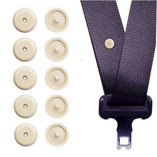 JKHKJ Seat Belt Button Stop 5 Pack Universal Fit Seat Belt Stopper Kit Prevent Seat Belt Buckle from Sliding Down Snap-On System No Welding Required