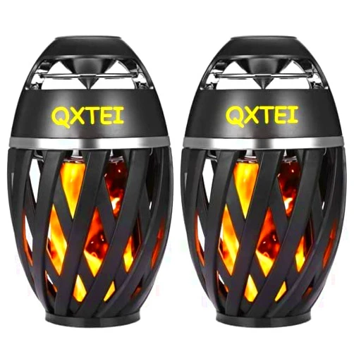 QXTEI Bluetooth 5.0 96-LED Light Flame Speaker for Indoors/Outdoors | Waterproof, Wireless, Portable 4-6 Hours Playtime | Android & iPhone Compatible (2 Pack)
