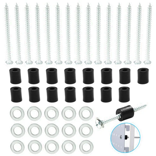 HARSKIYER 24 Set (72 Pieces) Pegboard Mounting Kit, Pegboard Spacers Pegboard Installation Kit, Pegboard Wall Mount Accessories Includes Screws, Spacers and Washers for 1/8 Inch and 1/4 Inch Pegboard