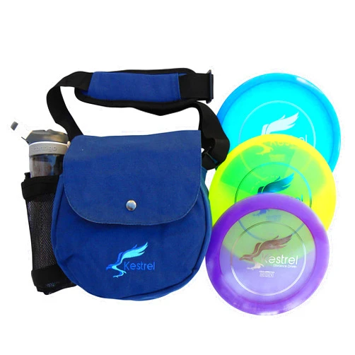 Kestrel Discs Pro Frisbee Golf Disc Set - 3 Disc Golf Discs & Blue Disc Golf Bag - Includes Disc Golf Driver, Midrange Disc & Disc Golf Putter - Pro Disc Golf Set to Enjoy The Outdoors
