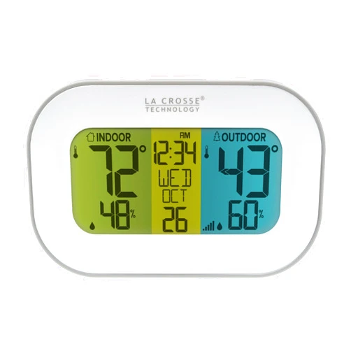 La Crosse Technology 308-148 Wireless Temperature Station with Tri-Color LCD, White