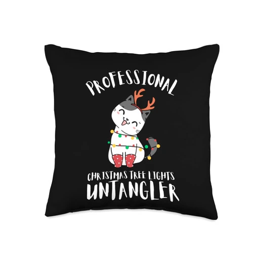 Tree Light Untangler Chistmas Decorator Design Christmas Light Decorator Exterior Illumination Expert Throw Pillow, 16x16, Multicolor