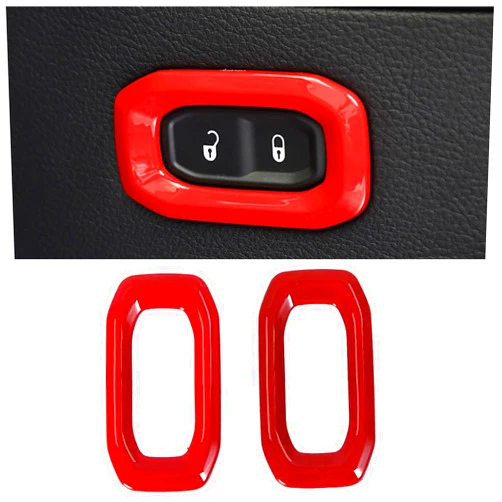 ITrims for Jeep Wrangler JL 2018-2022 Gladiator JT 2020 2021 2022 Truck Car Accessories Car Door Lock Switch Button Cover Trim Car Interior Decoration Sticker 2PCS ABS Red