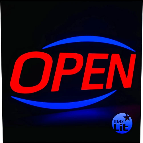 MaxLit 32'' X 17'' New Jumbo ULTRA BRIGHT LED Open Sign — Remote Controlled — Dynamic Light Modes — Enhance Your Business Presence [Red/Blue]