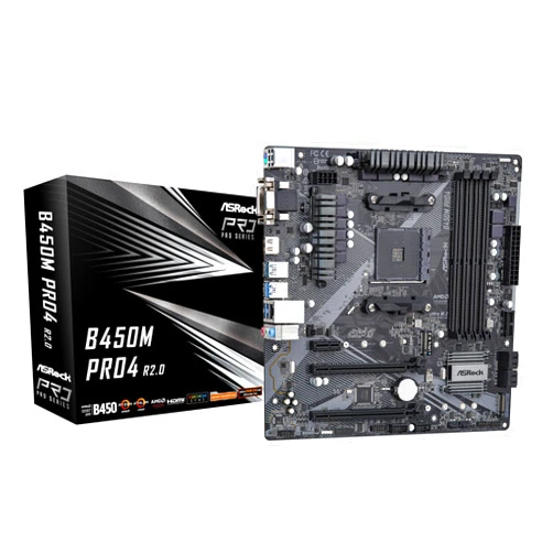 ASROCK B450M PRO4 R2.0 Socket AM4/ AMD B450/ DDR4/ SATA3&USB3.2/ M.2/ Micro ATX Motherboard