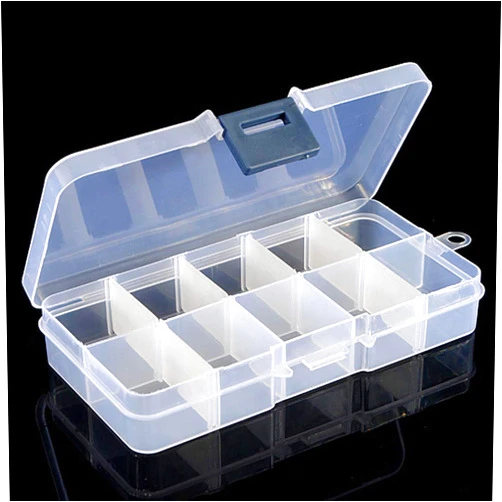Super1798 Portable 10 Compartments Clear Plastic Storage Box Jewelry Mini Goods Bead Screw Organizer Container