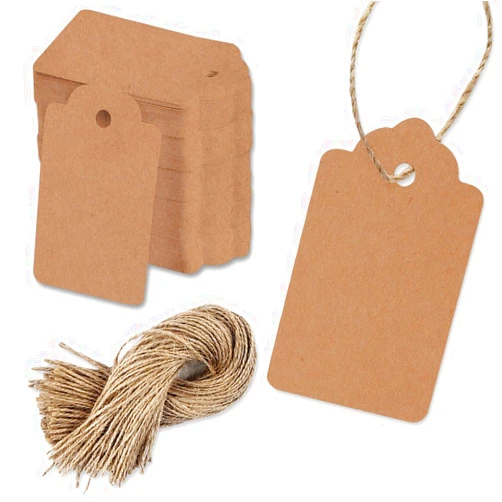 PH PERKHOMY 180 Pcs Kraft Paper Gift Tags with String, Blank Price Tags for Gifts Crafts Wedding Christmas, Brown