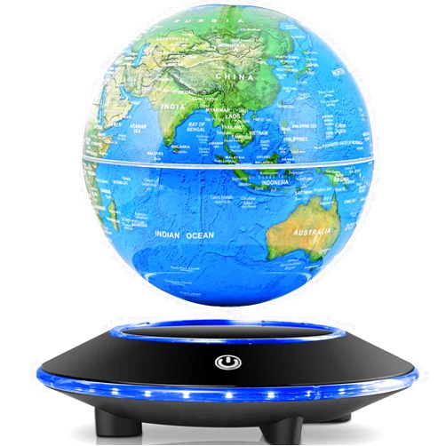 DIDWI Levitating Globe with White LED Light, Magnetic Floating World Map Globes 360 Degree Rotating Display Mood Lamp Night Lights for Home Office Desk Decoration Birthday Gifts