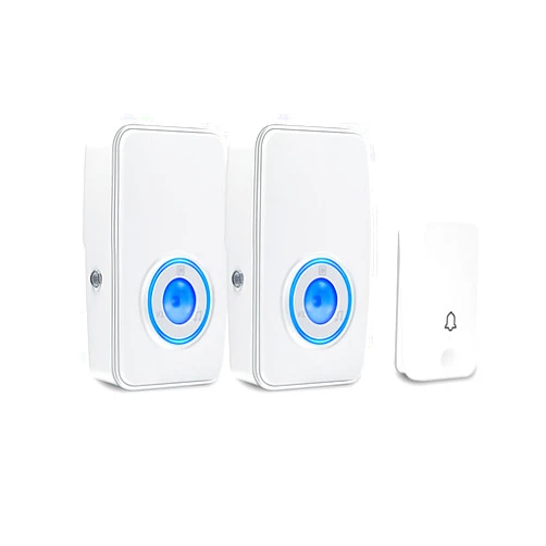 AURTEC 【No Battery Required】 Wireless Doorbell Waterproof, AURTEC Door Chime Kit with 2 Plug-in LED Flash Receivers & 1 Press Self-Powered Transmitter, 51 Chimes, 4 Volume Levels, White