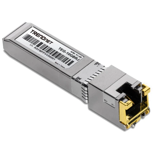 TRENDnet 10G RJ-45 Copper SFP+ Module, Convert A Standard SFP+ Slot Into A RJ-45 Multi-Gigabit Port, Connect Devices Up to 30m (98ft), Hot-Pluggable, Lifetime Protection, Silver, TEG-10GBRJ