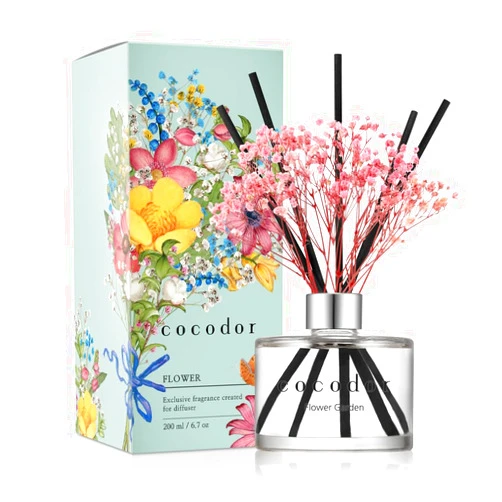 Cocod'or COCODOR Preserved Flower Reed Diffuser/Flower Garden/6.7oz/1Pack / Home Fragrance Scent Essential Oil Stick Diffuser for Bedroom Bathroom Home Décor