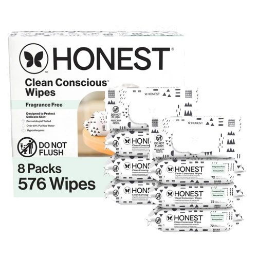 The Honest Company Hypoallergenic Multi-Use Baby Wipes for Sensitive Skin Baby Pattern Play 576 Count