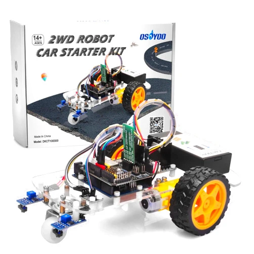 OSOYOO 2WD Robot Car Starter Kit for Arduino, Intelligent and Educational Kit for Adults, Remote Controlled App Educational Motorized Robotics for Building Programming Learning How to Code