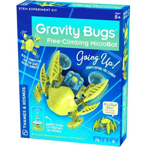 Thames & Kosmos Gravity Bugs Free-Climbing MicroBot | Build a Robotic Wall-Crawling Bug | Explore STEM Lessons in Air Pressure, Suction | Hands-on Physics & Engineering Construction Kit, Blue
