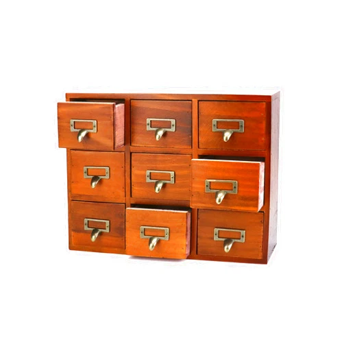 QWORK Desk Drawer Organizer, Wooden Vintage Apothecary Cabinet with 9 Drawers, Home Office & Tea & Dresser Bedroom Organization and Storage, Traditional Apothecary Cabinet